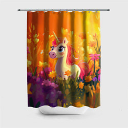 Шторка для душа Милая енинорожка, цвет: 3D-принт