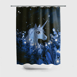Шторка для душа Единорог и светлячки, цвет: 3D-принт