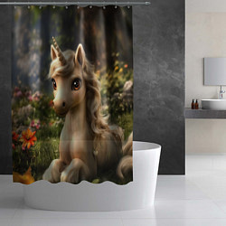 Шторка для душа Единорожка кофейного цвета, цвет: 3D-принт — фото 2