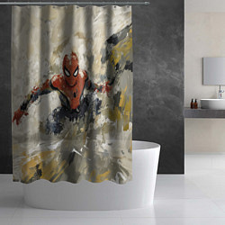 Шторка для душа Человек - паук маслом, цвет: 3D-принт — фото 2