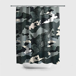 Шторка для душа Темно зеленый камуфляж, цвет: 3D-принт