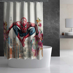 Шторка для душа Человек паук паркур, цвет: 3D-принт — фото 2