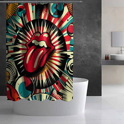 Шторка для душа Logo of the Rolling Stones - pop art, цвет: 3D-принт — фото 2