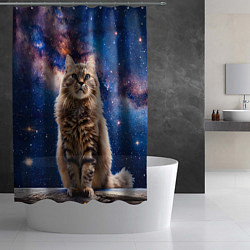 Шторка для душа Сибирская кошка в космосе, цвет: 3D-принт — фото 2