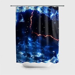 Шторка для душа Звезды и молнии в разломе плит, цвет: 3D-принт