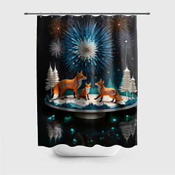 Шторка для душа Семья из трех лисиц, цвет: 3D-принт