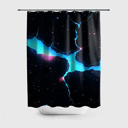 Шторка для душа Голубой разлом в черной текстуре, цвет: 3D-принт