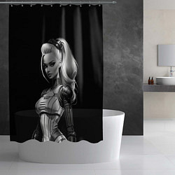 Шторка для душа Барби - киберпанк нейроарт, цвет: 3D-принт — фото 2