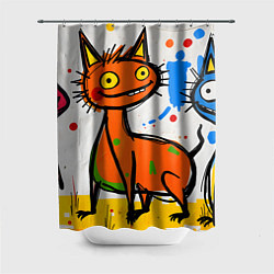 Шторка для душа Смешные зверята, цвет: 3D-принт