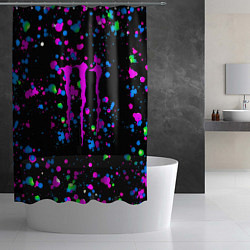 Шторка для душа Monster energy неоновые краски, цвет: 3D-принт — фото 2