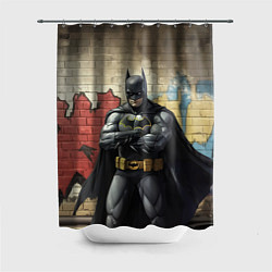 Шторка для душа Бэтмен на фоне стены, цвет: 3D-принт