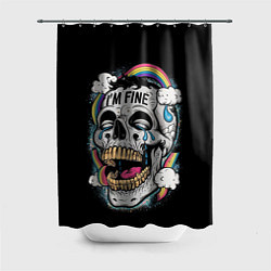 Шторка для душа Skull and rainbow - im fine, цвет: 3D-принт