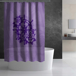 Шторка для душа Штурвал в розах, цвет: 3D-принт — фото 2