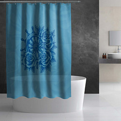 Шторка для душа Штурвал и три розы, цвет: 3D-принт — фото 2