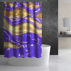 Шторка для душа Фиолетово-золотая жидкая текстура, цвет: 3D-принт — фото 2