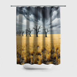 Шторка для душа Деревья в поле, цвет: 3D-принт