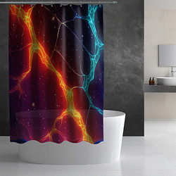 Шторка для душа Сине-оранжевые молнии текстура, цвет: 3D-принт — фото 2