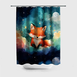 Шторка для душа Лисенок на облаках, цвет: 3D-принт