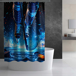 Шторка для душа Хоккеист в синем пламени, цвет: 3D-принт — фото 2