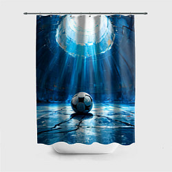 Шторка для душа Футбольный мяч в синем, цвет: 3D-принт