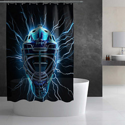 Шторка для душа Маска голкипера в молниях, цвет: 3D-принт — фото 2