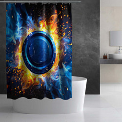 Шторка для душа Шайба в синем пламени, цвет: 3D-принт — фото 2