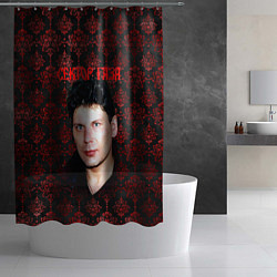 Шторка для душа Сектор газа красные узоры, цвет: 3D-принт — фото 2