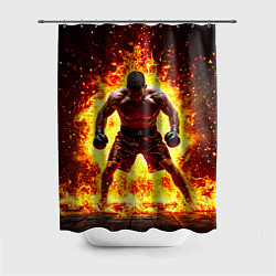 Шторка для душа Боксер в огне, цвет: 3D-принт