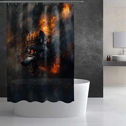 Шторка для душа Волк в огне и дыме, цвет: 3D-принт — фото 2