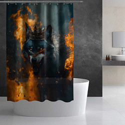 Шторка для душа Злой волк в огне, цвет: 3D-принт — фото 2