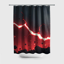 Шторка для душа Красная молния на черной текстуре, цвет: 3D-принт