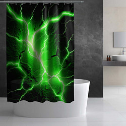 Шторка для душа Color green black, цвет: 3D-принт — фото 2