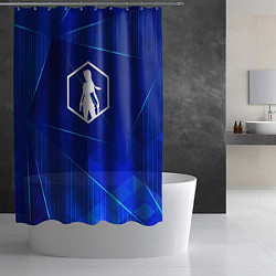 Шторка для душа Tomb Raider blue poly, цвет: 3D-принт — фото 2