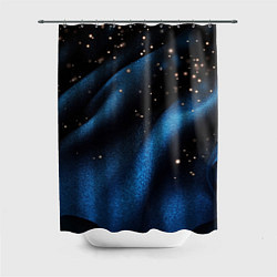 Шторка для душа Синяя волнистая текстура на черном, цвет: 3D-принт