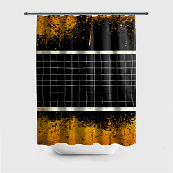 Шторка для душа Волейбольная сетка на черном, цвет: 3D-принт