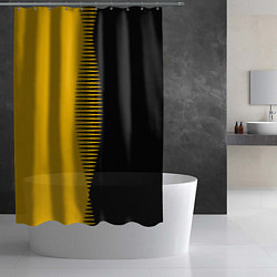 Шторка для душа Чёрно-жёлтый пополам с переходом, цвет: 3D-принт — фото 2