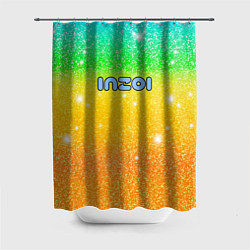 Шторка для душа Inzoi зелено-желтый фон, цвет: 3D-принт