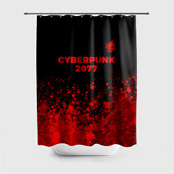 Шторка для душа Cyberpunk 2077 - red gradient посередине, цвет: 3D-принт