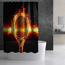 Шторка для душа Теннисная ракетка в огне, цвет: 3D-принт — фото 2