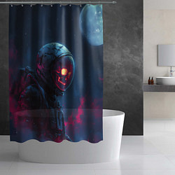 Шторка для душа Скелет космонавта под луной, цвет: 3D-принт — фото 2