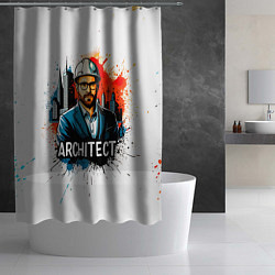 Шторка для душа Архитектор на белом, цвет: 3D-принт — фото 2