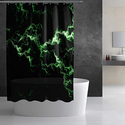 Шторка для душа Lightning green glow, цвет: 3D-принт — фото 2