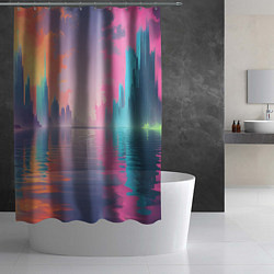 Шторка для душа Город в розовом тумане, цвет: 3D-принт — фото 2