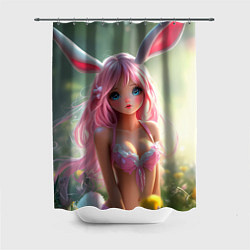 Шторка для душа Девушка с ушками зайца, цвет: 3D-принт