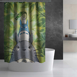 Шторка для душа Тоторо в лесу акварель, цвет: 3D-принт — фото 2
