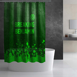 Шторка для душа Breaking Benjamin - green gradient посередине, цвет: 3D-принт — фото 2