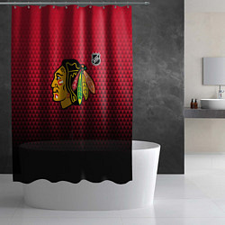 Шторка для душа Чикаго Блэкхокс - геометрический градиент, цвет: 3D-принт — фото 2