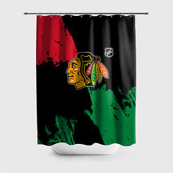 Шторка для душа Чикаго Блэкхокс - брызги красок, цвет: 3D-принт