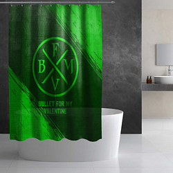 Шторка для душа Bullet For My Valentine - green gradient, цвет: 3D-принт — фото 2