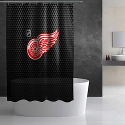 Шторка для душа Детройт Ред Уингз - черные треугольники, цвет: 3D-принт — фото 2